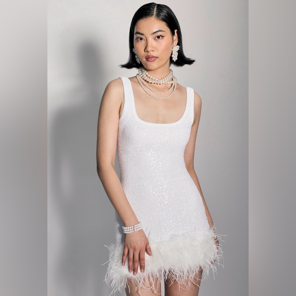 Club L White Sequin Mini Dress NWT